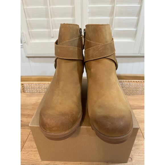 Sorel Women's Joan Of Arctic™ Wedge II Buckle Bootie WP Tan Leather Size 12 NWOB - Picture 4 of 14
